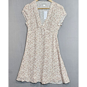 Outerknown Juniper Floral V-Neck Mini‎ Dress Side Zipper Women's Sz S NWT
